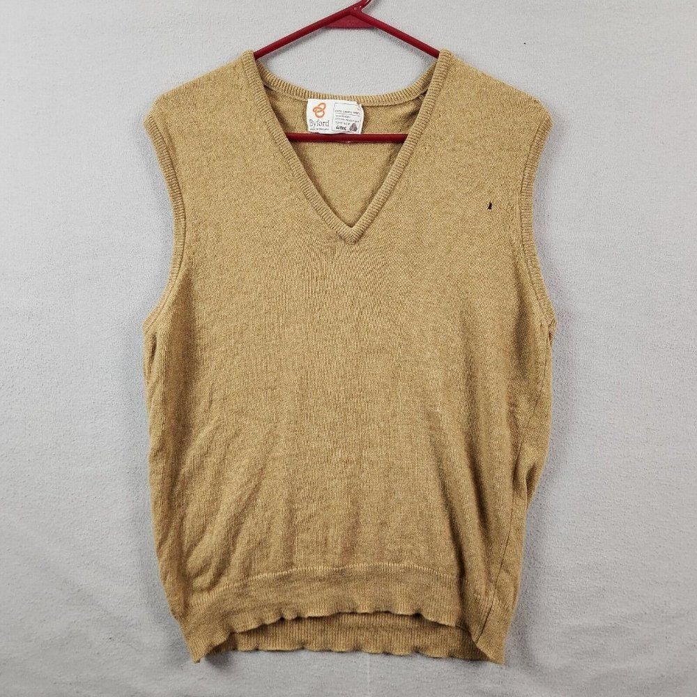 Vintage Byford Knitted Sweater Vest Cardigan Size Medium Pure Wool England